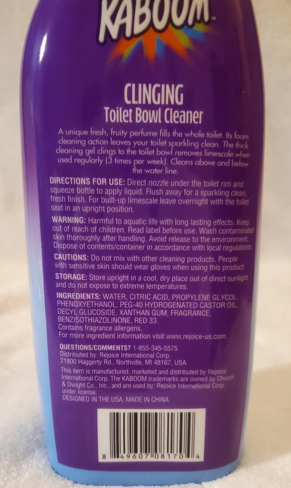 (4) KABOOM Clinging Toilet Bowl Cleaner and Deodorizer 14 Oz/each