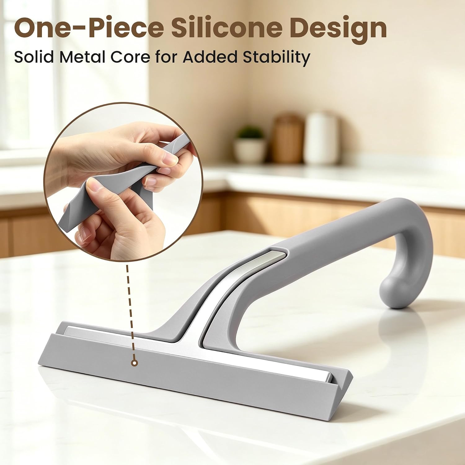 Shower Squeegee for Glass Doors – 10 Inch Bathroom Squeegee with Ergonomic round