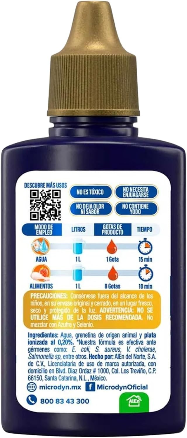 Portable Microdyn 15 mL Vegetable & Fruit Cleanser with Iodine-Free Formula