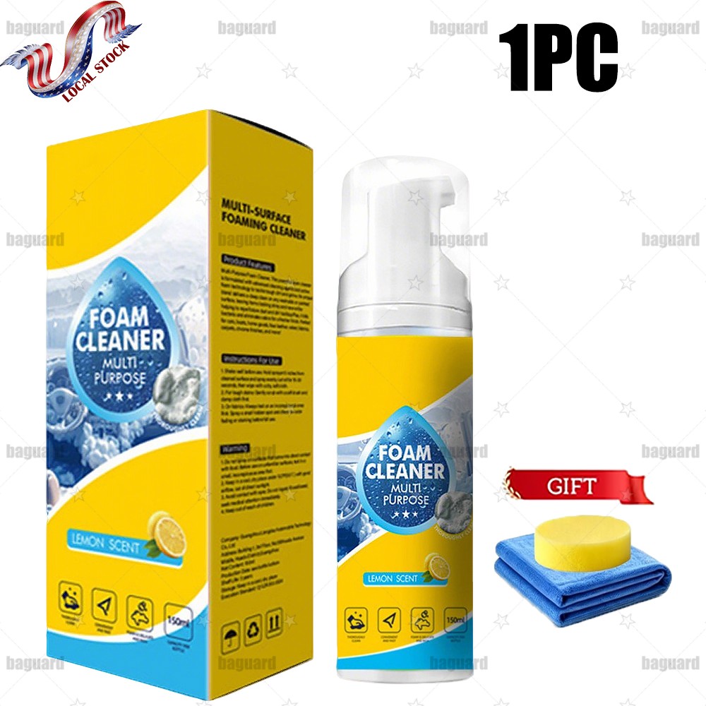 4-in-1 Multi-Enzyme Foam Cleaner, All-Purpose Spray 5.07oz with Sponge & Towel