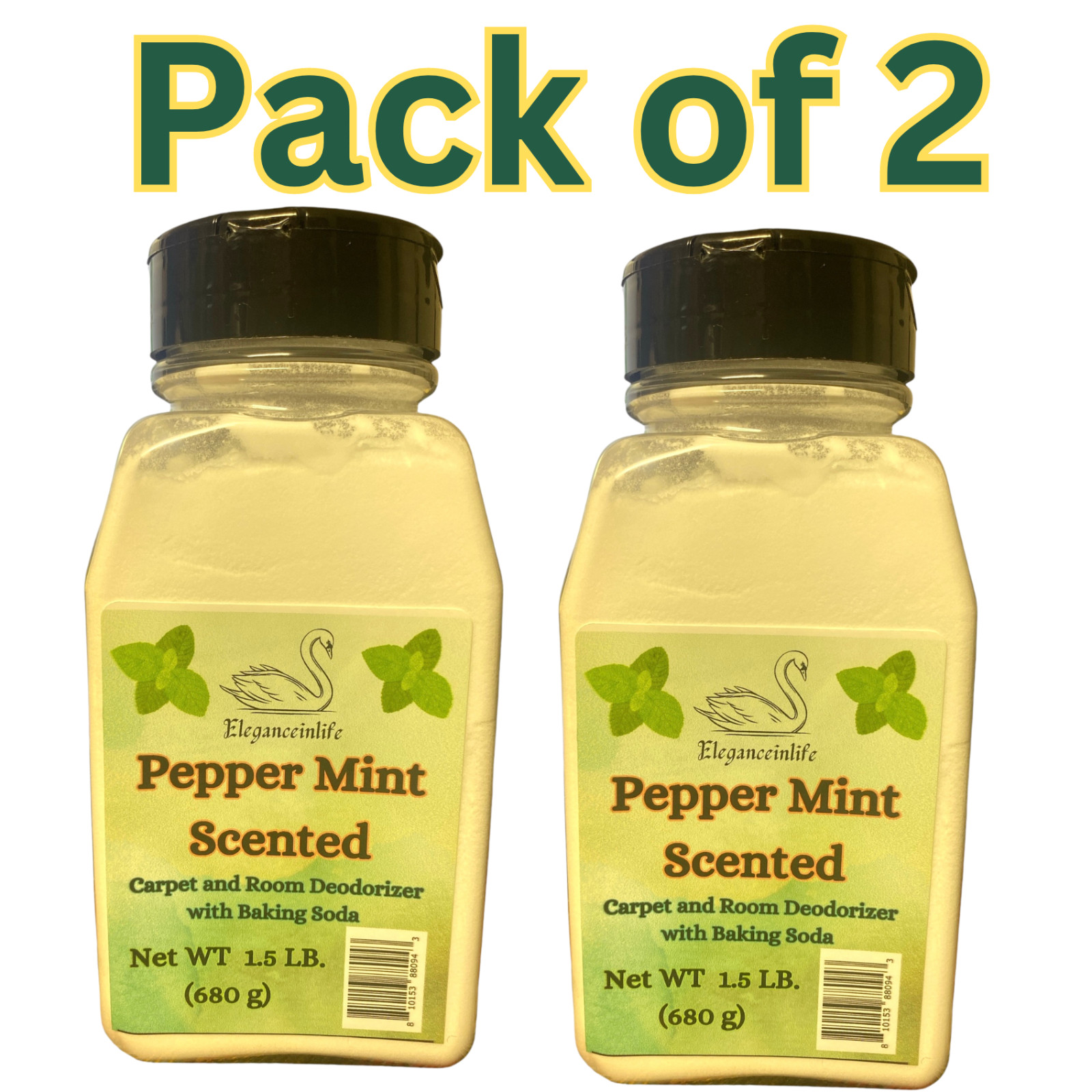 Peppermint Scented Carpet and Room Deodorizer with Baking Soda 1.5 LB 680g-2pk