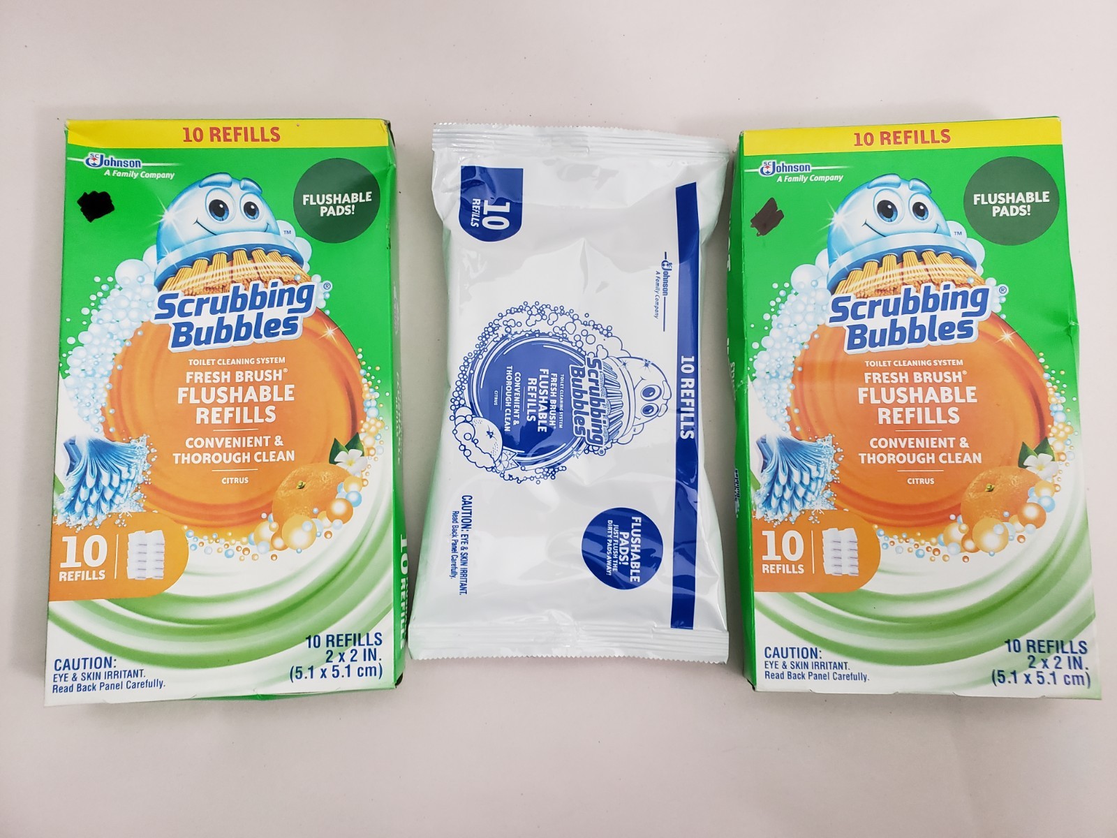 3 NEW PACKS OF 10 REFILLS SCRUBBING BUBBLES FRESH BRUSH FLUSHABLE CITRUS