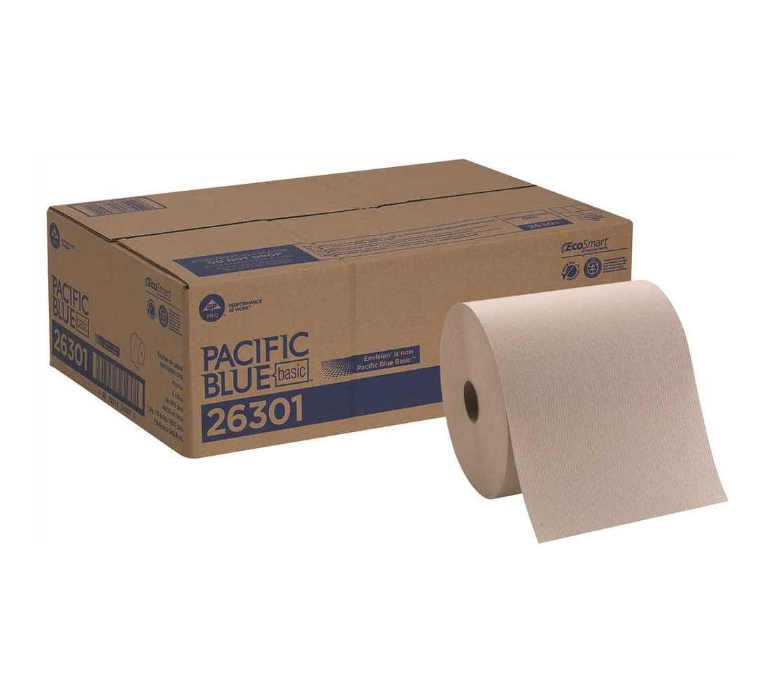 Pacific Blue Basic Roll Paper Towel 7.8X7.875 IN 800 FT 1PLY Kraft Standard Roll