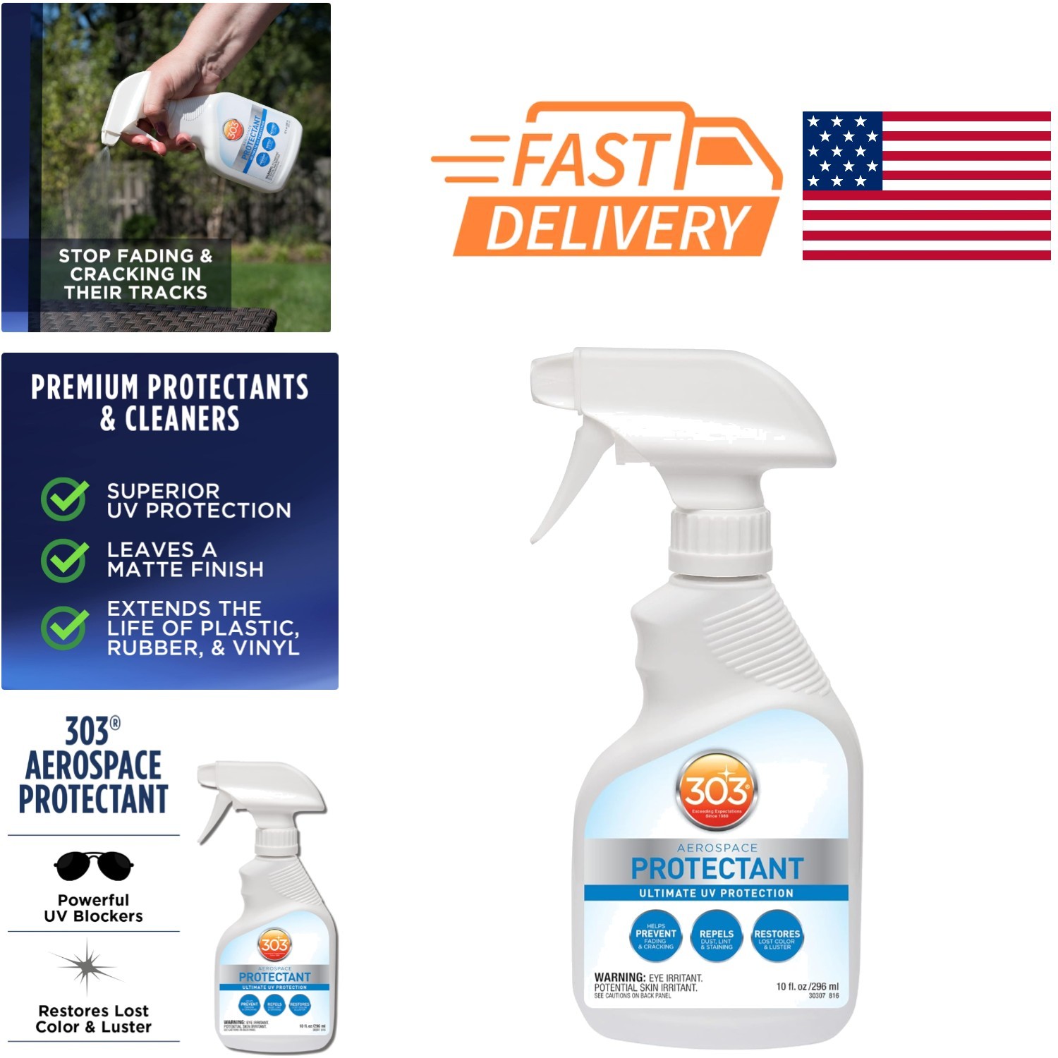 Aerospace Protectant Spray 10 Ounces UV Protection for Vinyl Plastic Rubber