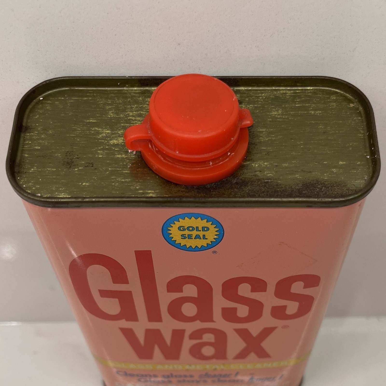 Vintage Can Gold Seal Co. GLASS WAX Glass Chrome Metal Cleaner Polisher 16 fl oz
