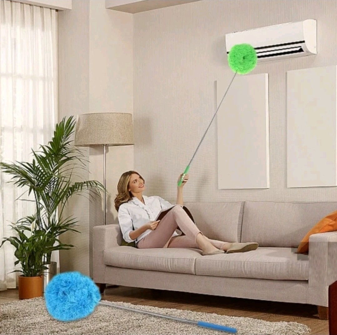 1pc Microfiber Ceiling Fan Duster – Reusable w/ 32in Adjustable Extension Pole