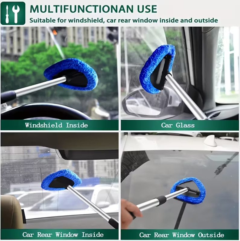 Windshield Cleaning Tool Kit Car Window Glass Wiper Cleaner Brush Pad Extendable