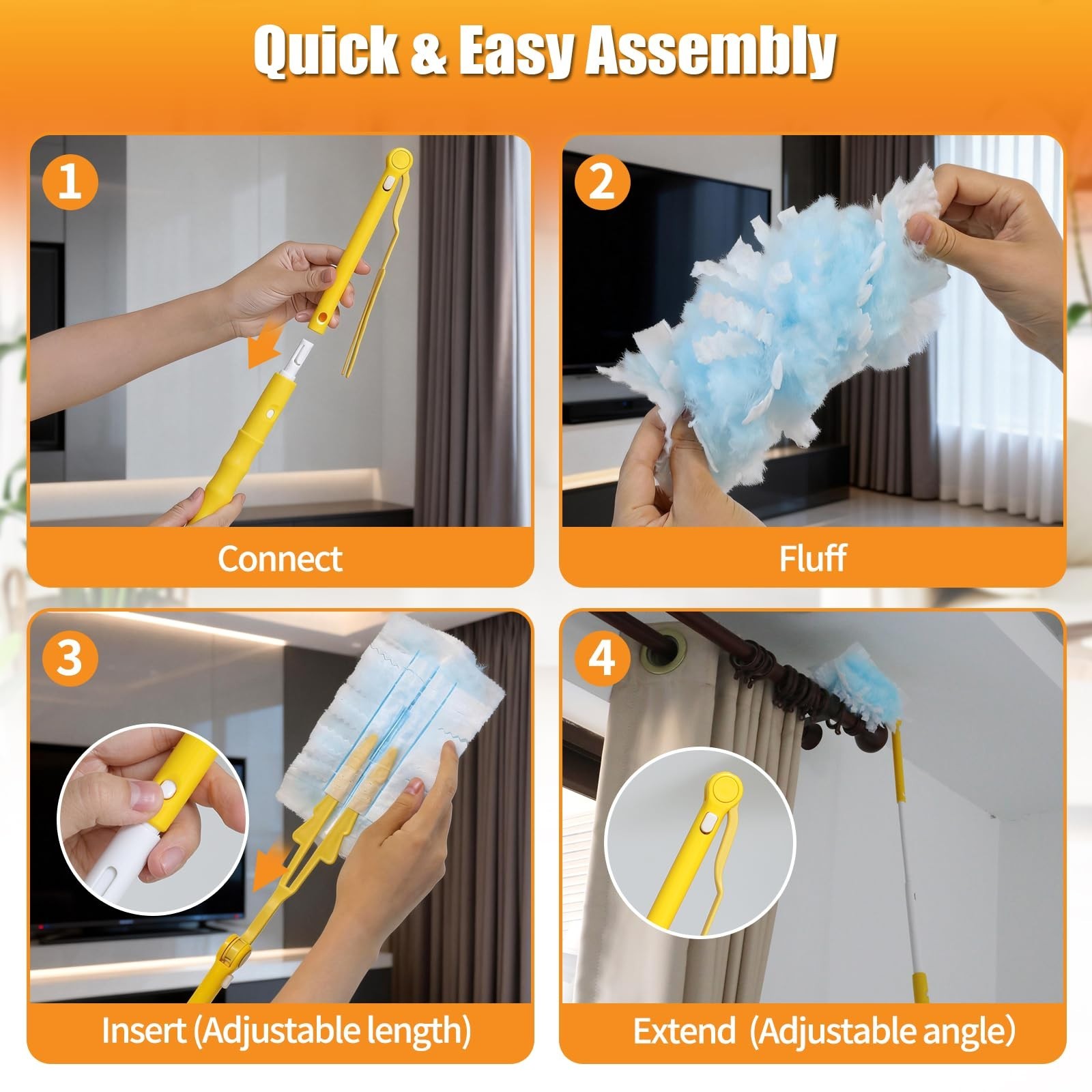 80 Count Microfiber Duster Refills for Swiffer, 180° Multi-Surface Cleaning, Uns