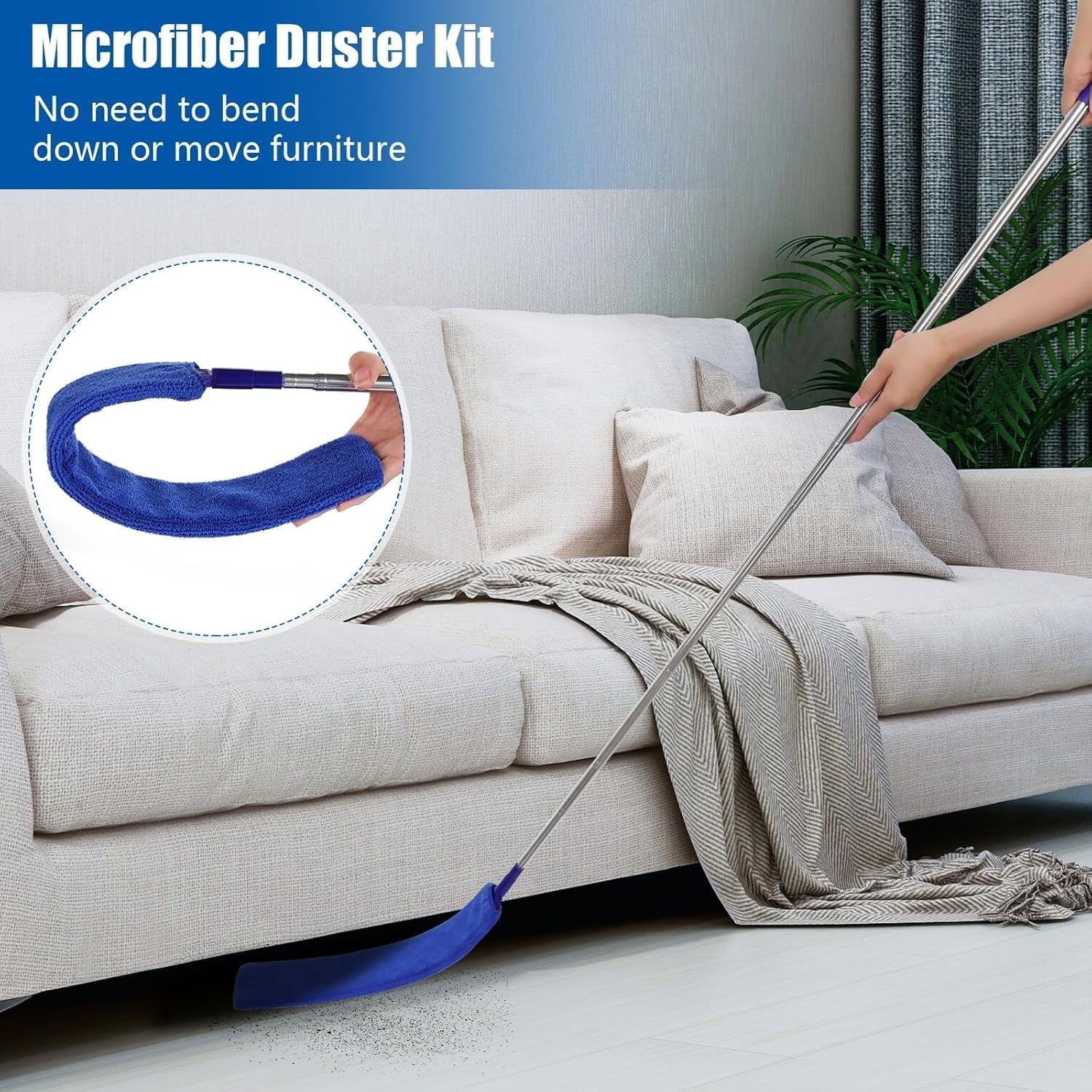 Retractable Gap Dust Cleaner Brush with Long Handle 30 to 100 inches, Cleanin…