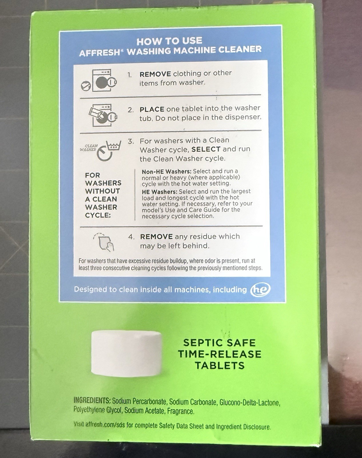 Affresh Washing Machine Cleaner, For Whirlpool, Maytag & Amana, – 6 Tablets