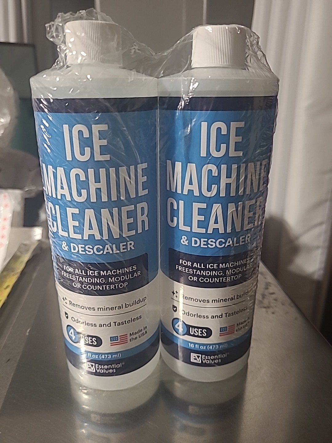 2pk Essential Values Ice Machine Cleaner Nickel Stainless & Chrome Safe 16oz