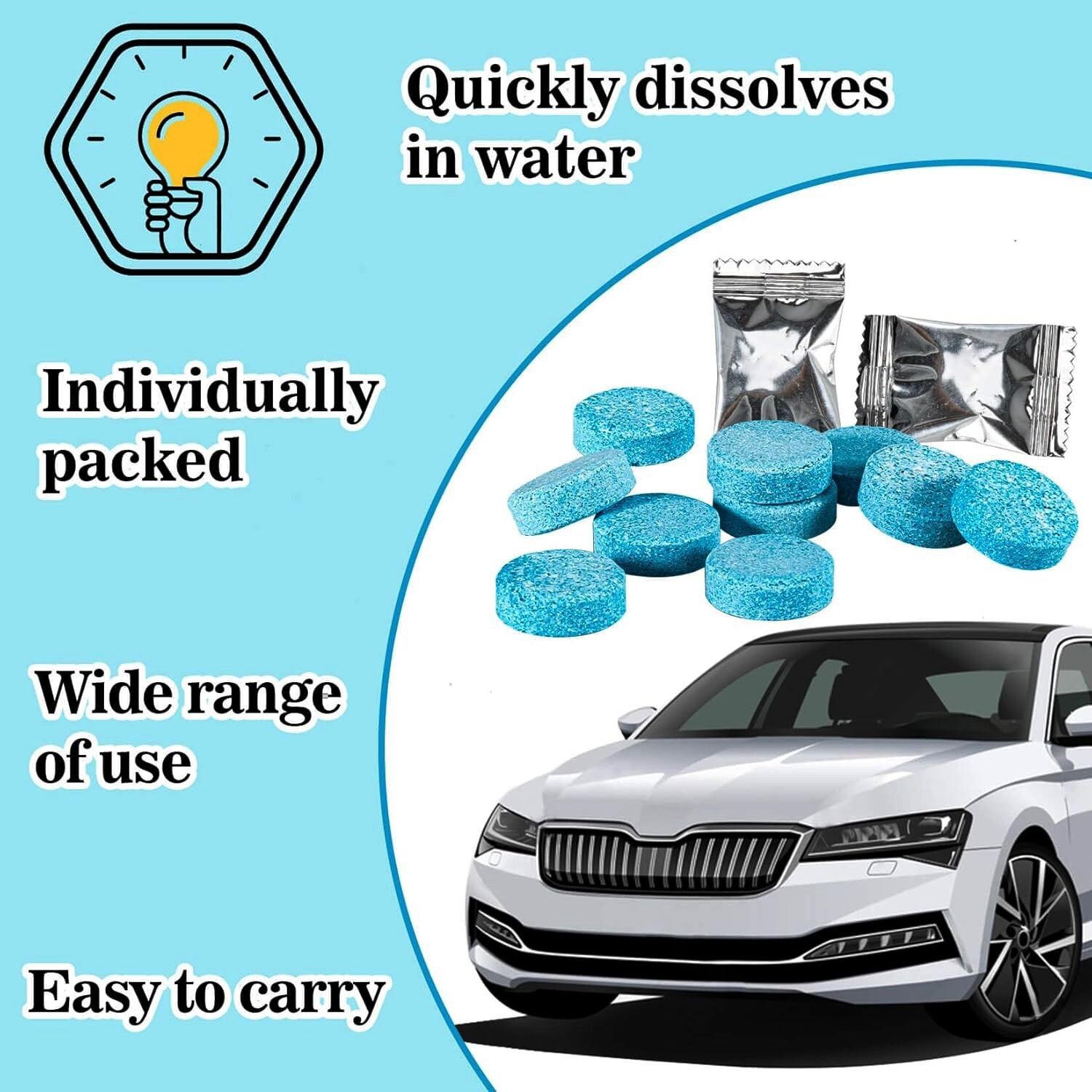 Sukh Car Windshield Washer Tablets – Washer Fluid Tablets Glass Cleaner Concentr