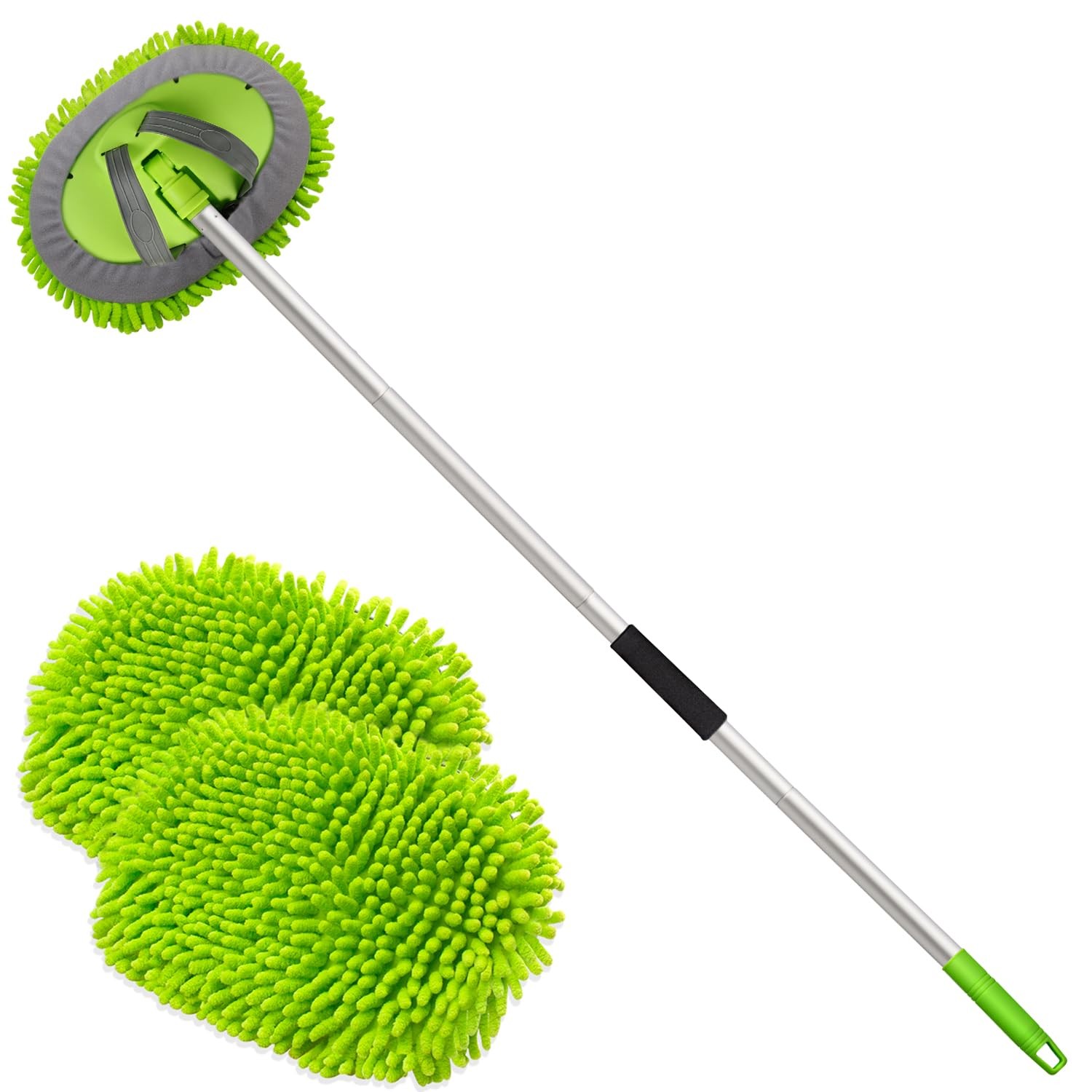 62″ Microfiber Car Wash Brush Mop Kit Mitt Sponge with Long Handle Car Cleani…