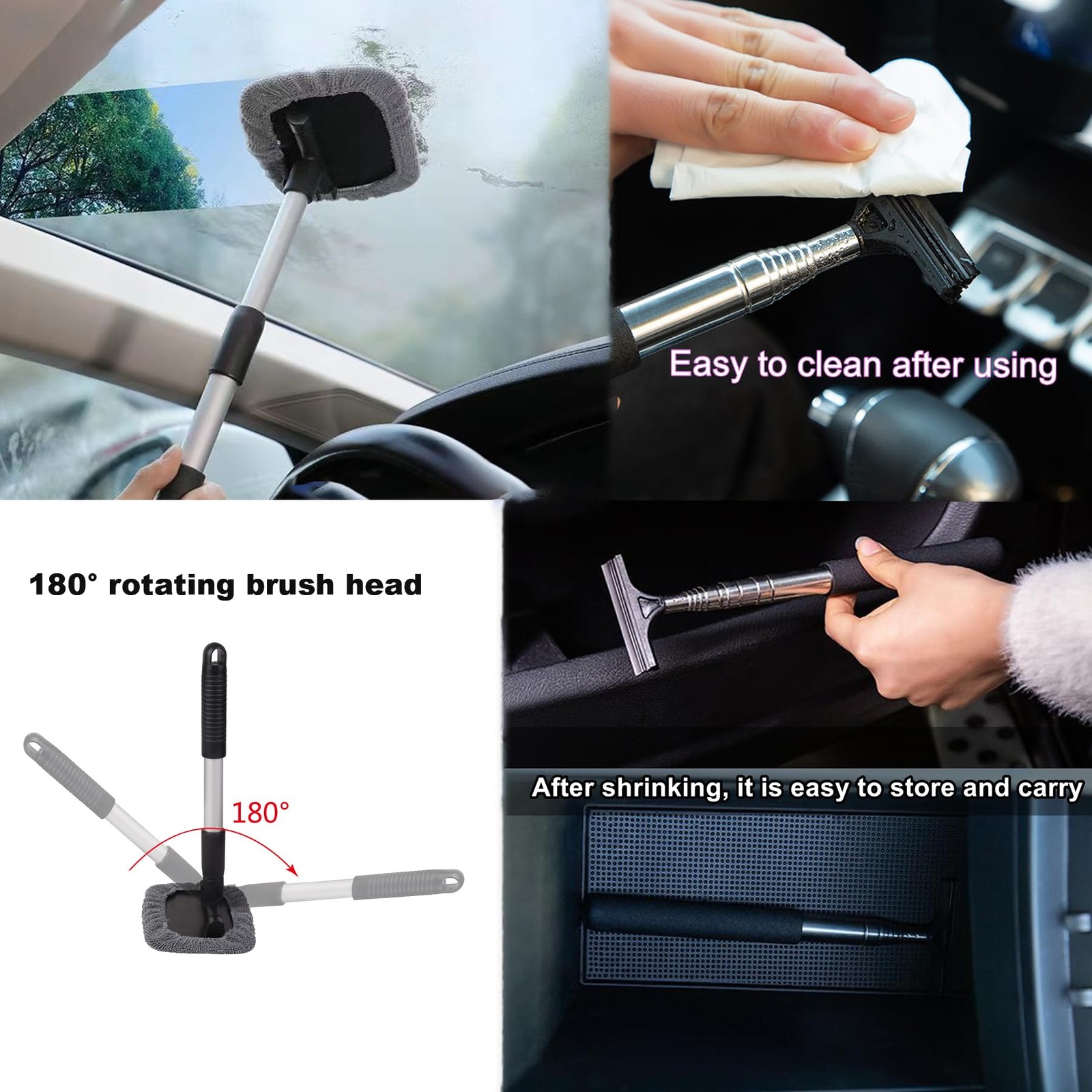 Car Rearview Mirror Wiper 2 pack Universal Automotive Car Accessories Telesco…