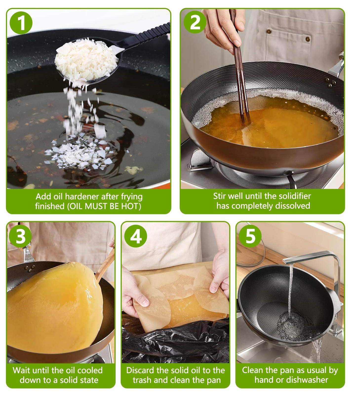 YULOFMVE Cooking Oil Solidifier Powder, Solidifies Up to 80 Cups from Mess, 1…