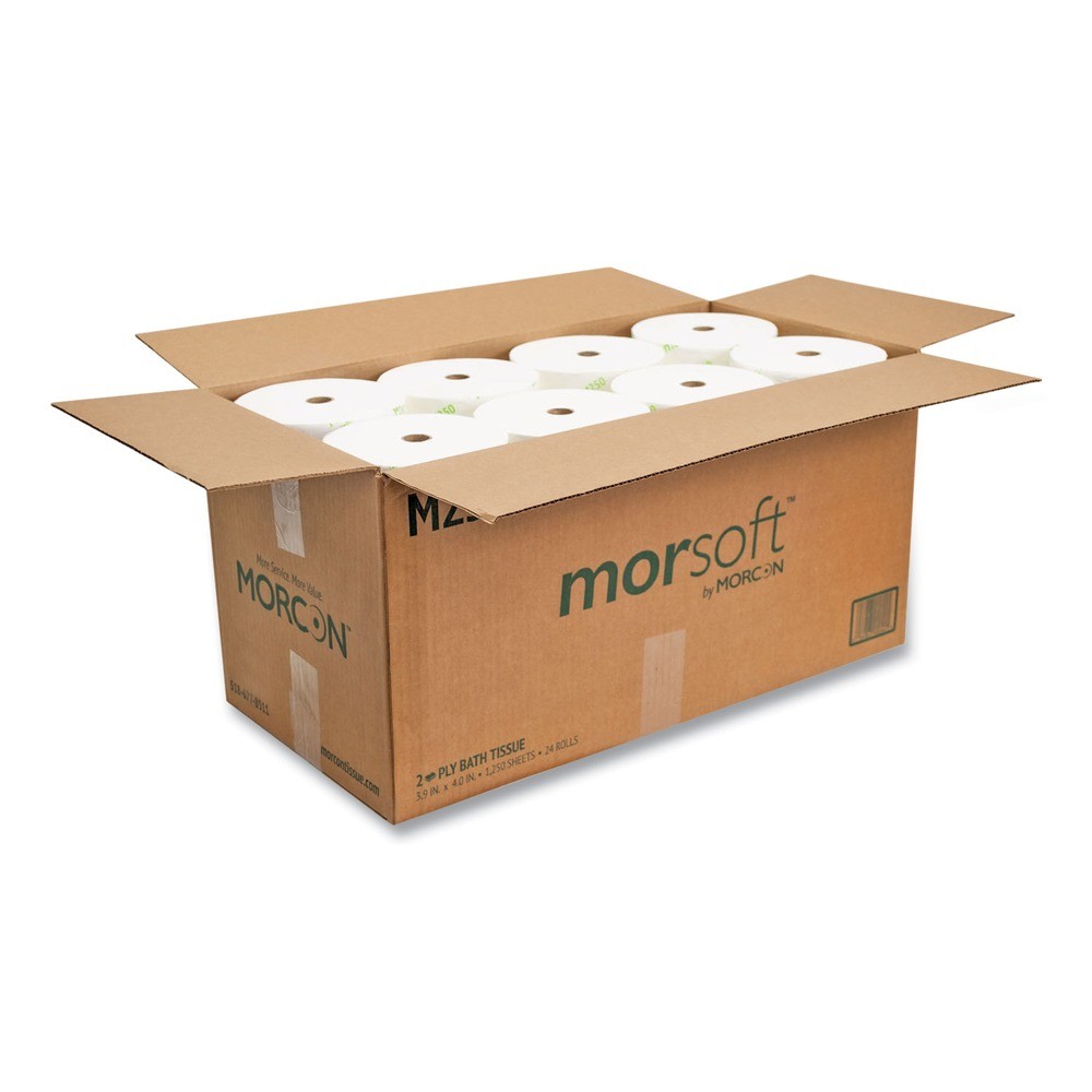Morcon Paper M250 2-Ply Small Core Bath Tissue – White (1,250/RL, 24-RL/CT) New