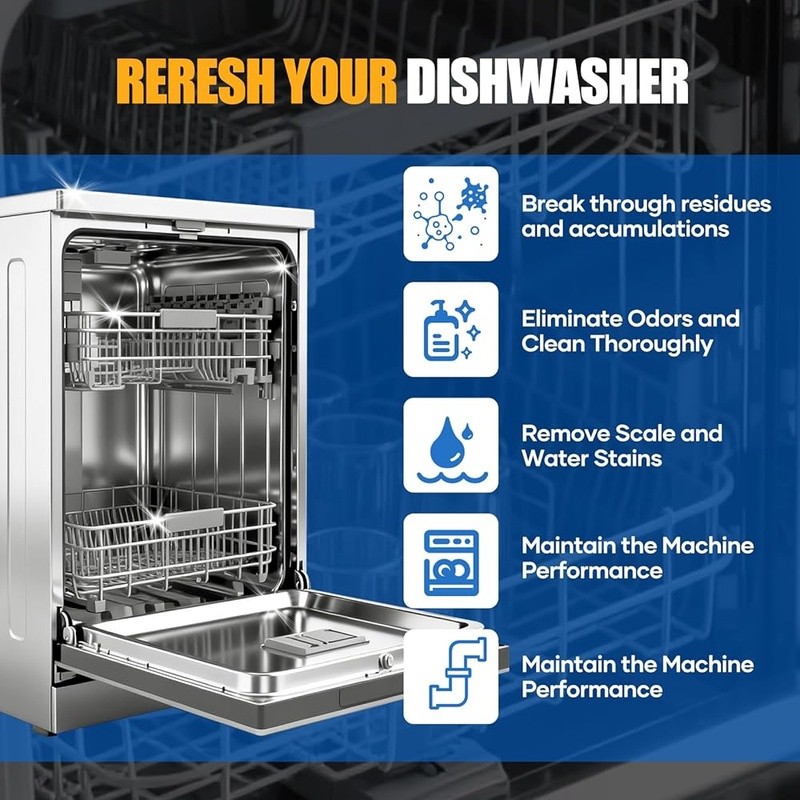 Dishwasher Cleaner Tablets Deep Clean Deodorizer 32 Count Fresh Lemon Scent New