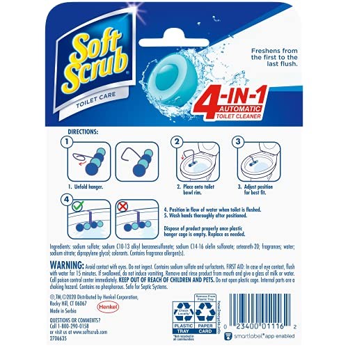 Soft Scrub 4 in 1 Toilet Care Rim Hanger Sapphire Waters 1.76 Fl Oz Pack of 1