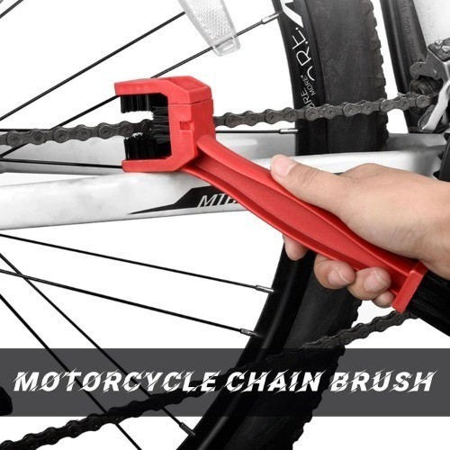 2 PC Chain Brush, Chain Cleaning Brush Tool, Chain Gears Maintenan Color: Red