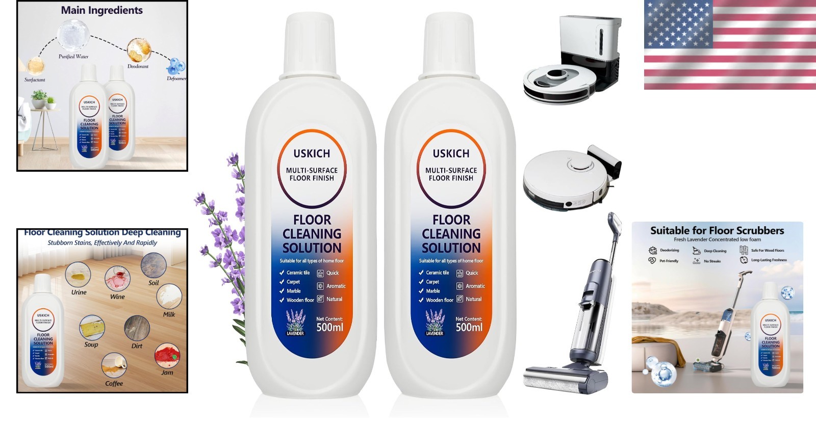 Effective Lavender Floor Cleaner 34 FL OZ – Residue-Free & Fast-Drying Solution