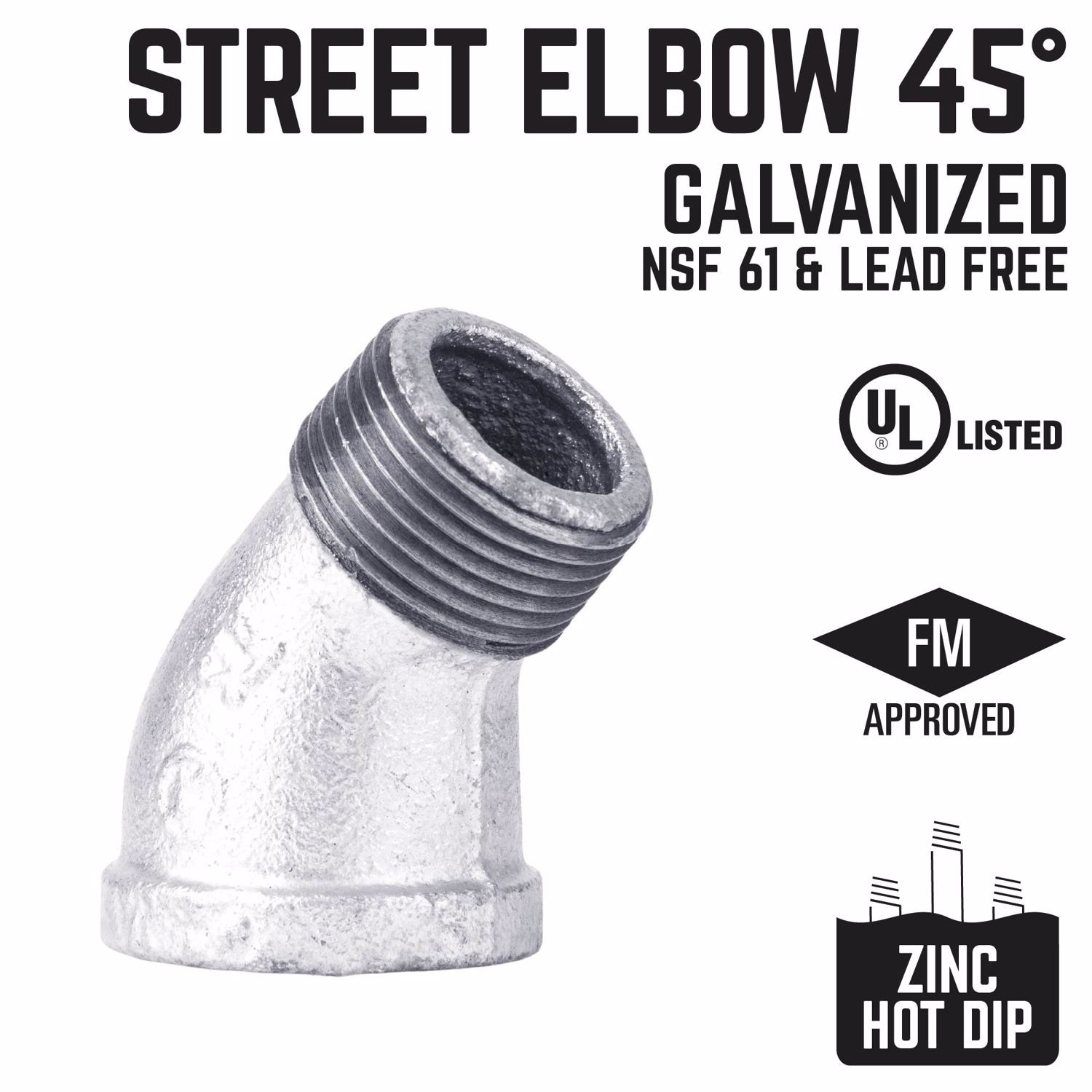 BK Products 311 USE45-18 45 Deg. Street Elbow 1/8 x 1/8 FIP MIP Dia. in.