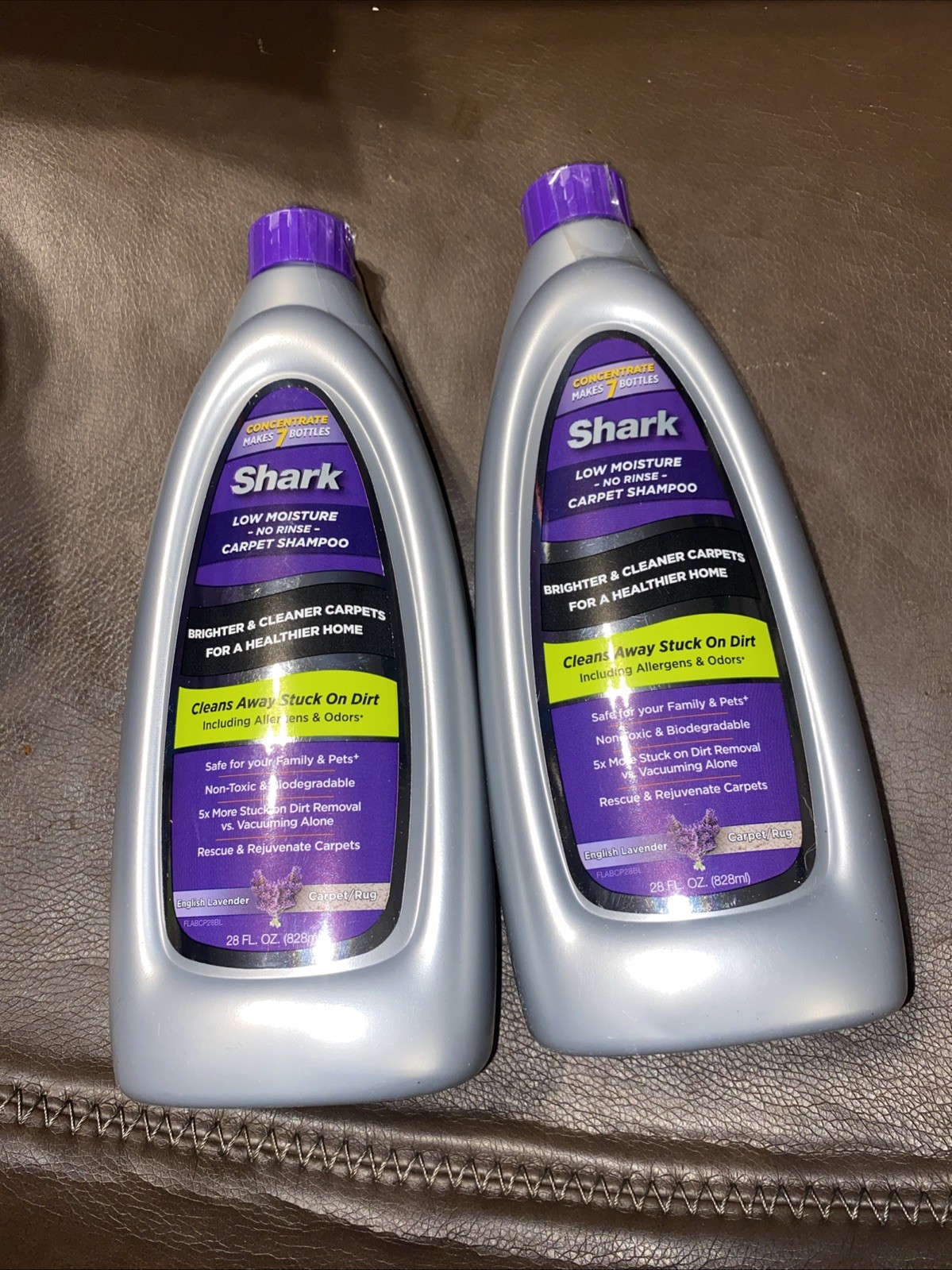 (2) Shark Carpet Shampoo Low Moisture No Rinse English Lavender 28fl Oz Sealed