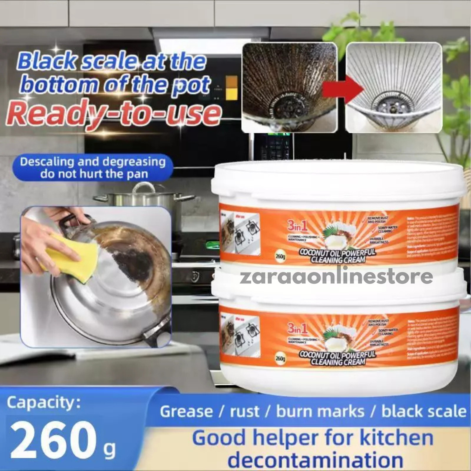 Coconut Oil Cookware Cleaning Paste Kitchen Cleaner Washing Detergent Paste