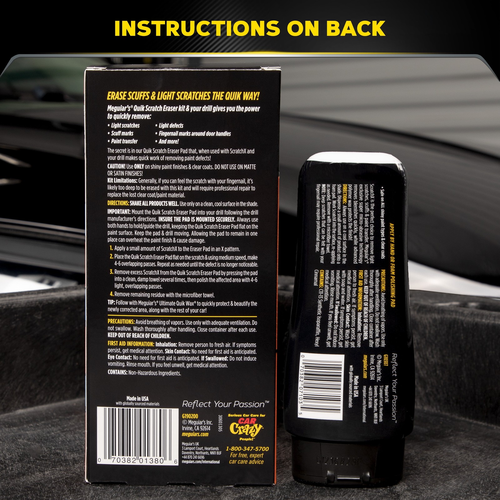 (2 pack) Meguiar’s Quik Scratch Eraser Kit, Car Care Kit with ScratchX