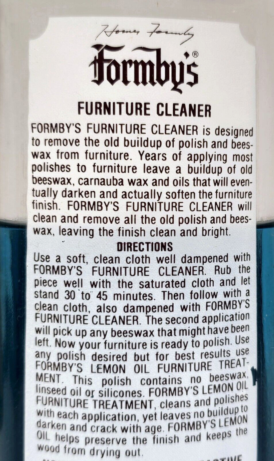 Vintage Blue Furniture Cleaner & Wax Remover 16 oz Plastic Bottle-60% Full