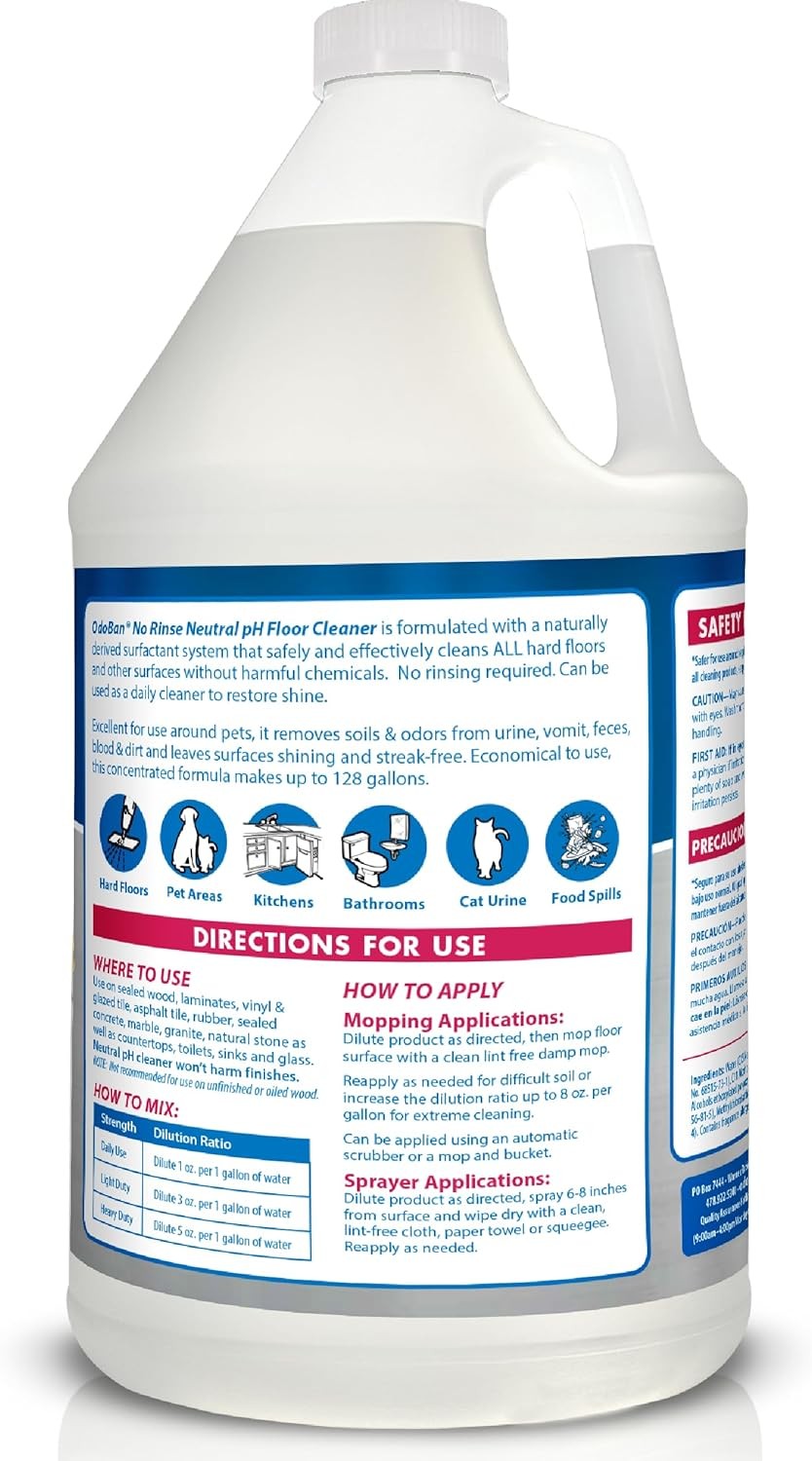 OdoBan Pet Solutions No Rinse Neutral pH Floor Cleaner Concentrate, Made in the