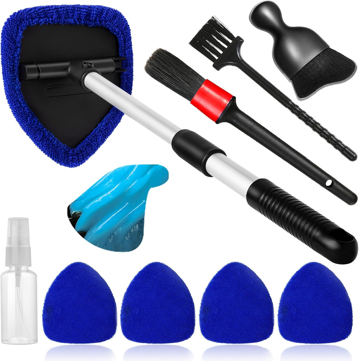 Qydipclin 10Pcs Windshield Cleaner Tool, Car Window Cleaning Wash Kit with 4 Reu