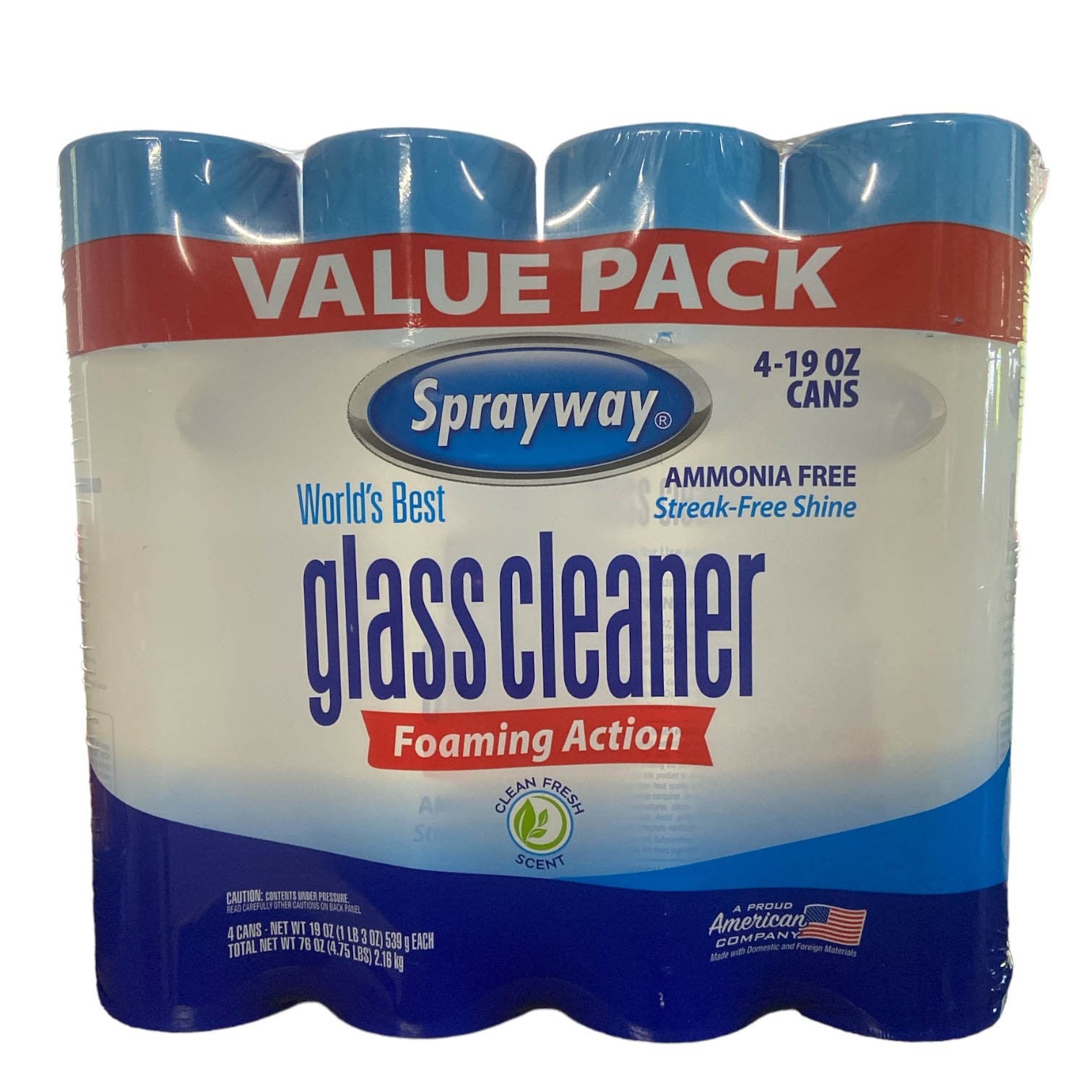 Sprayway Worlds Best Glass Cleaner, Amonia free, Streakless Foam – 4/19oz cans