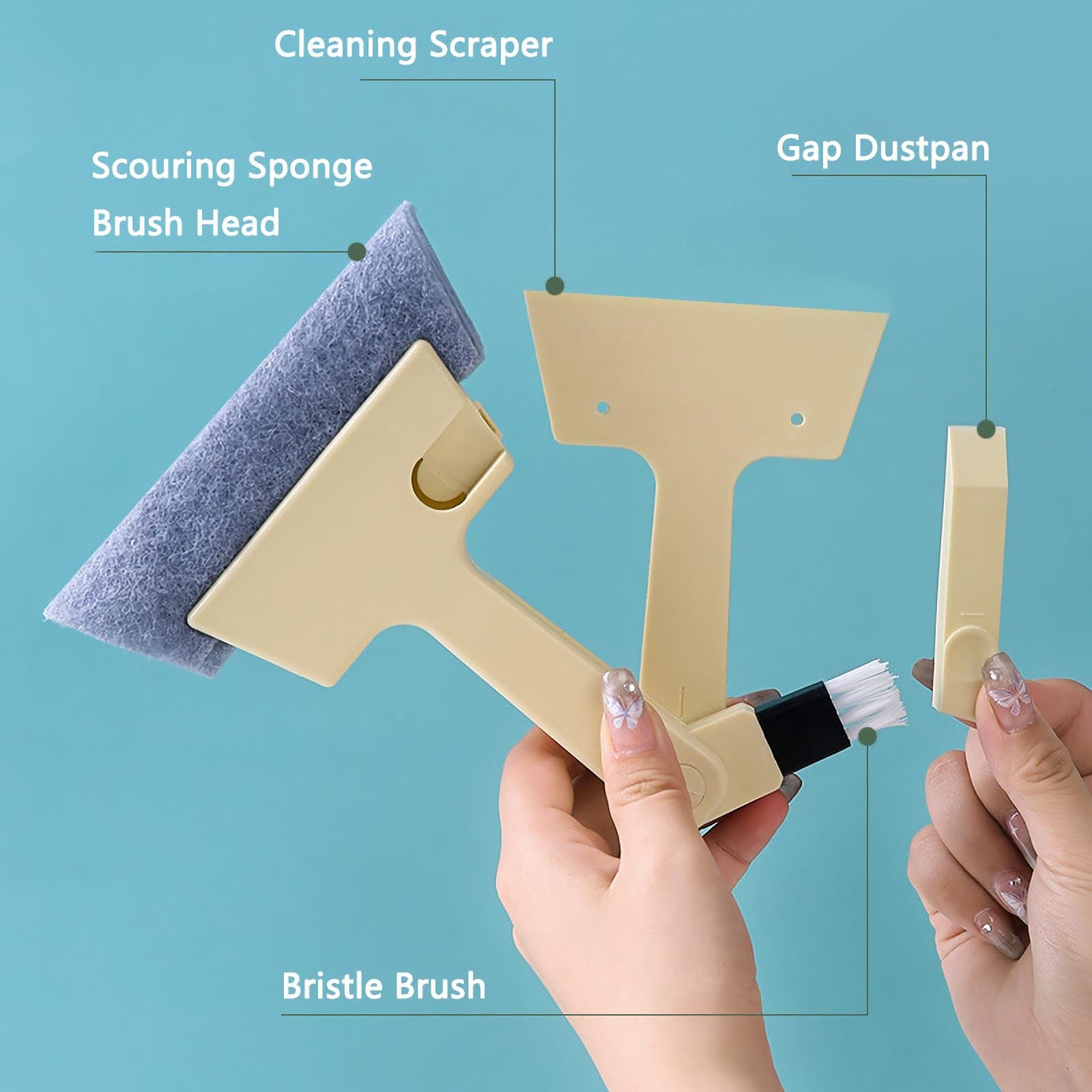 Window Track Cleaner Tool, 4Pcs 4-in-1 Groove Cleaning Brush (with Bristle Br…