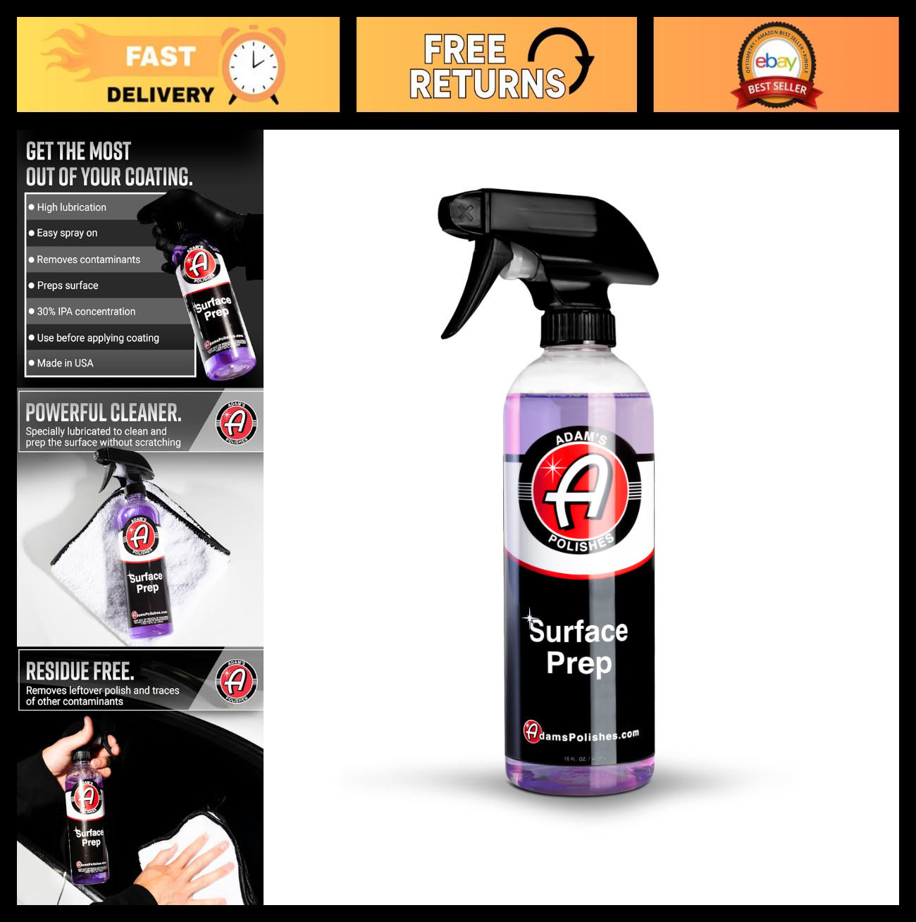 Surface Prep Spray 16oz – Auto Paint Cleanser for Ceramic Coating, Wax & Sealant