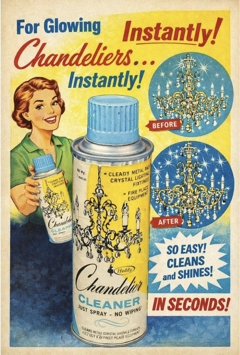 VINTAGE HEDDY CHANDELIER CLEANER 7oz New 1960’s Hard To Find Collectible Old Can