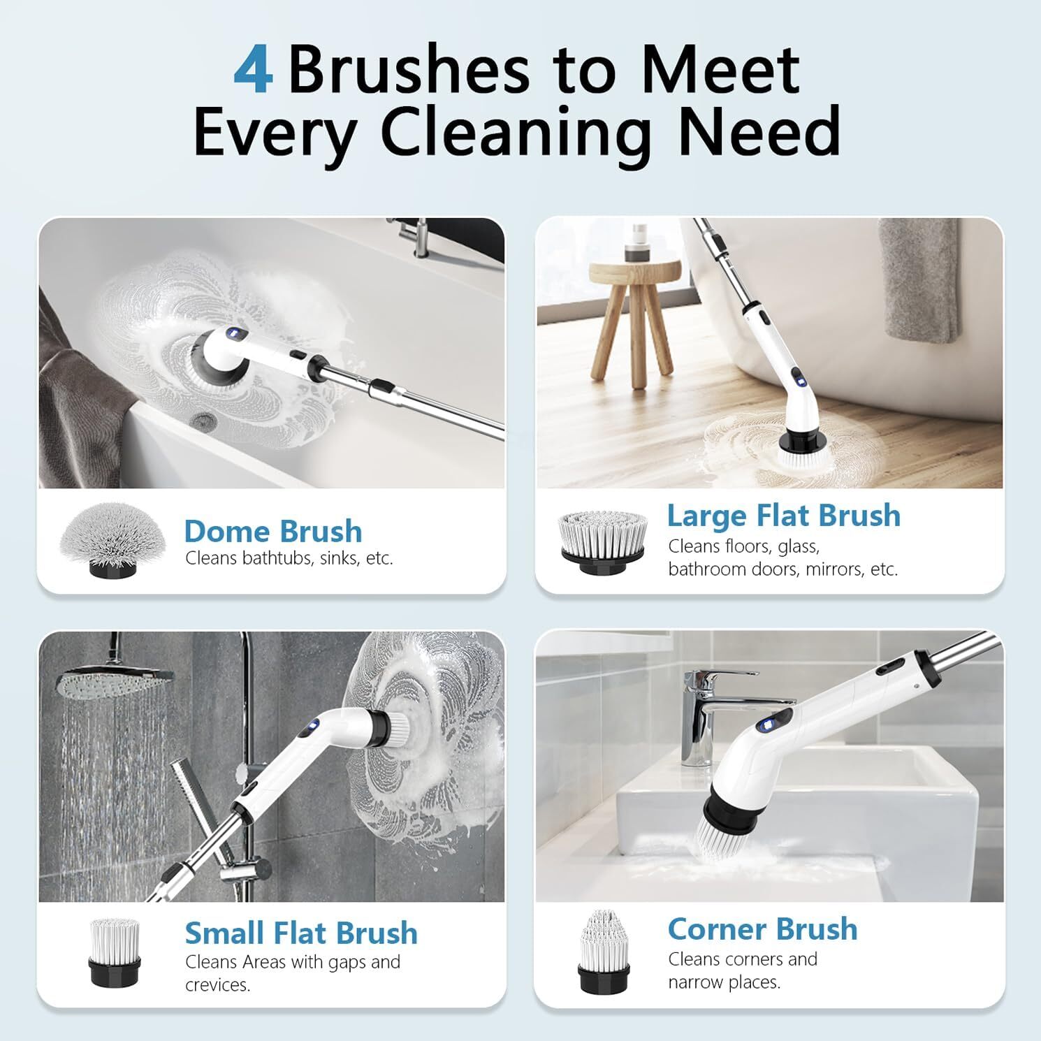 Electric Spin Scrubber, Full-Body IPX7 Waterproof Bathroom Scrubber