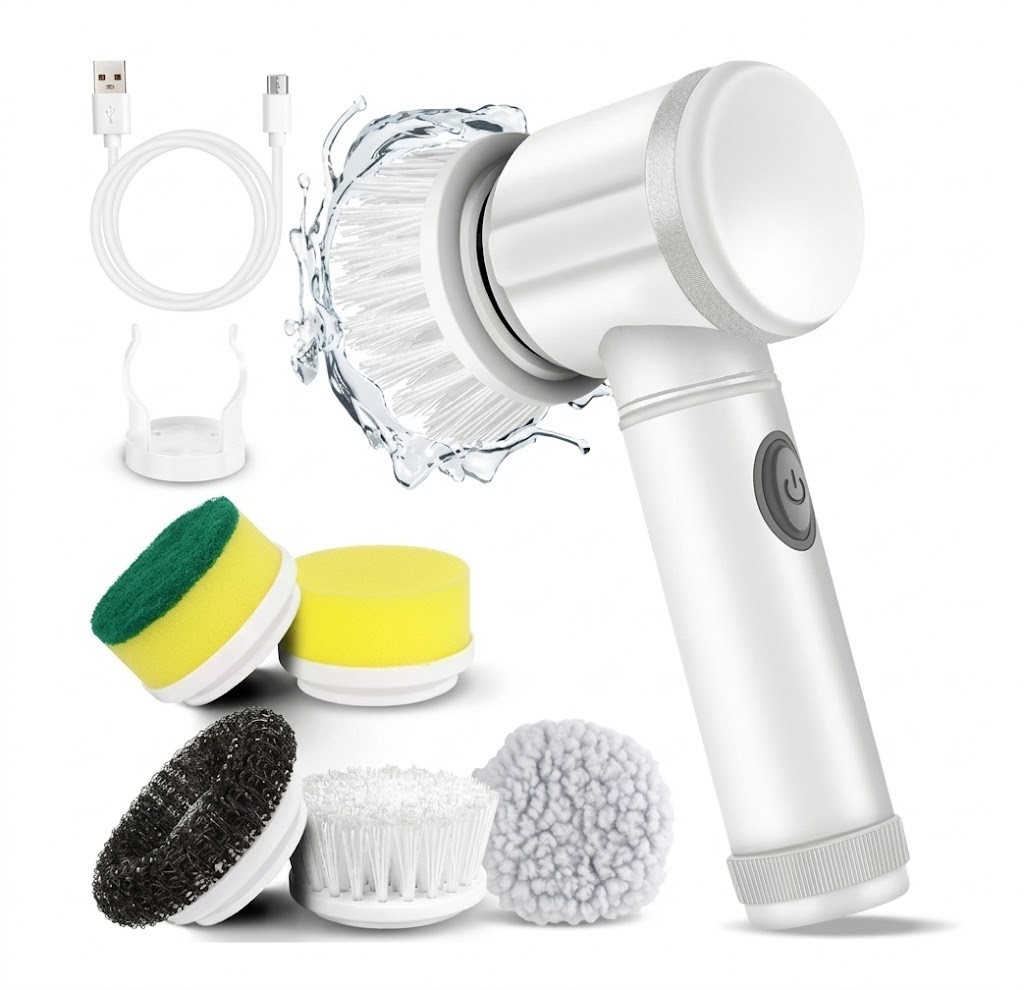Electric Spin Scrubber Waterproof Cordless Cleaning Brush for Kitchen Bathroom