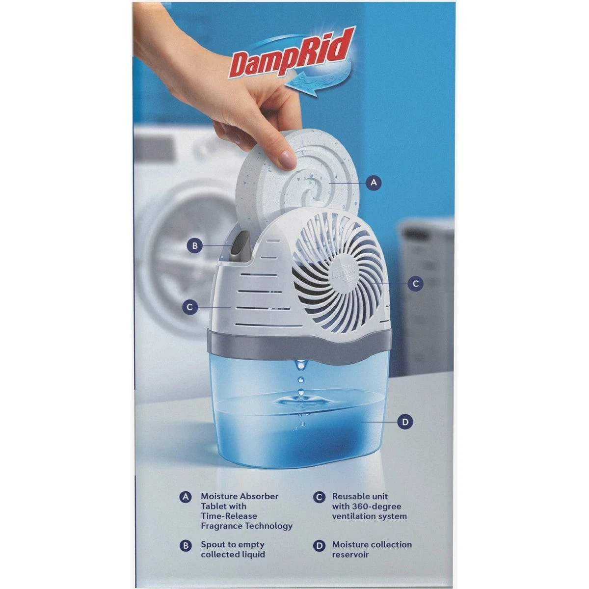 DampRid Reusable Moisture Absorber Only does not have tablets
