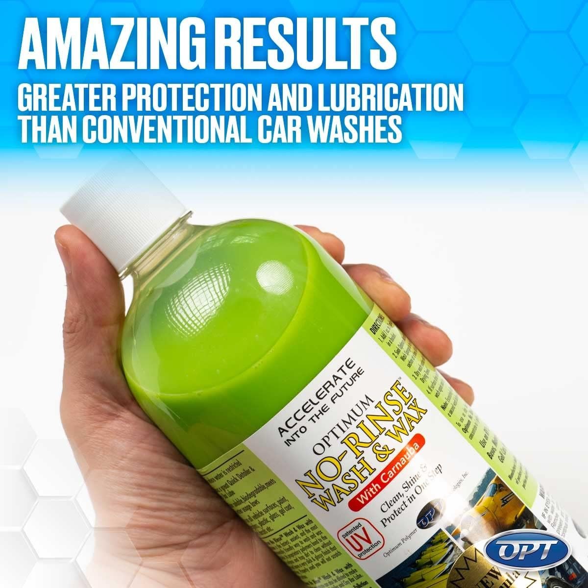 Optimum Rinseless Wash with Carnauba Wax 8oz for Auto Detailing