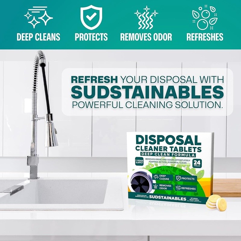 Garbage Disposal Cleaner Tablets Sink Deodorizer Odor Eliminator 24 Count New