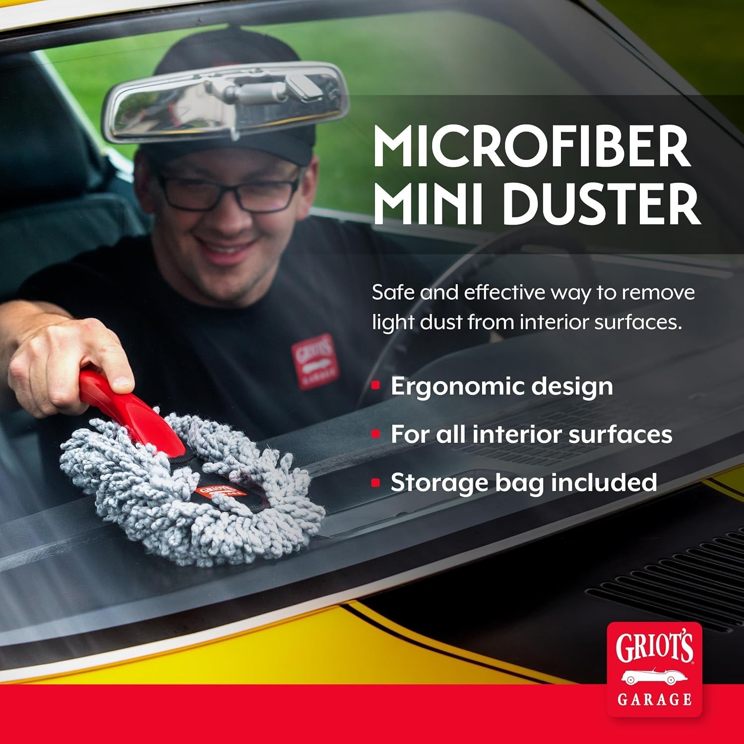 Effortless Car Interior Cleaning with 13.5” Microfiber Mini Duster & Storage Bag