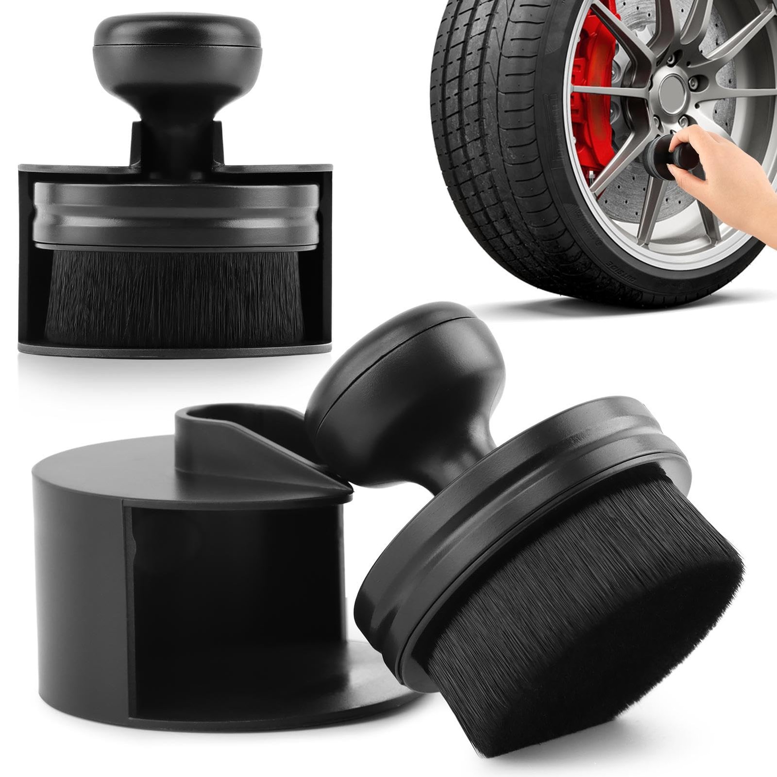 2 Pack Auto Detail Brushes, Tire Shine Applicator Brush, Automotive Tire Dressin