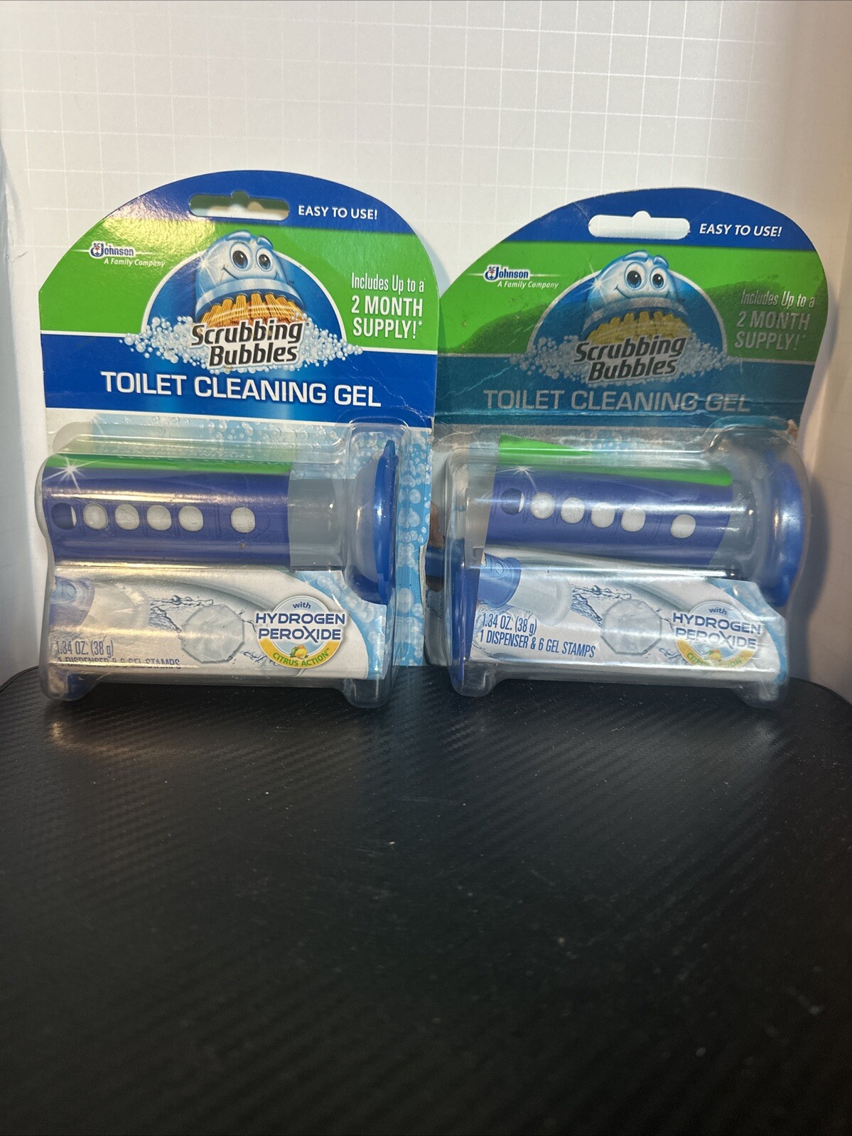 (2) Scrubbing Bubbles Toilet Cleaning Gel Stamp Citrus Action Dispenser 2016