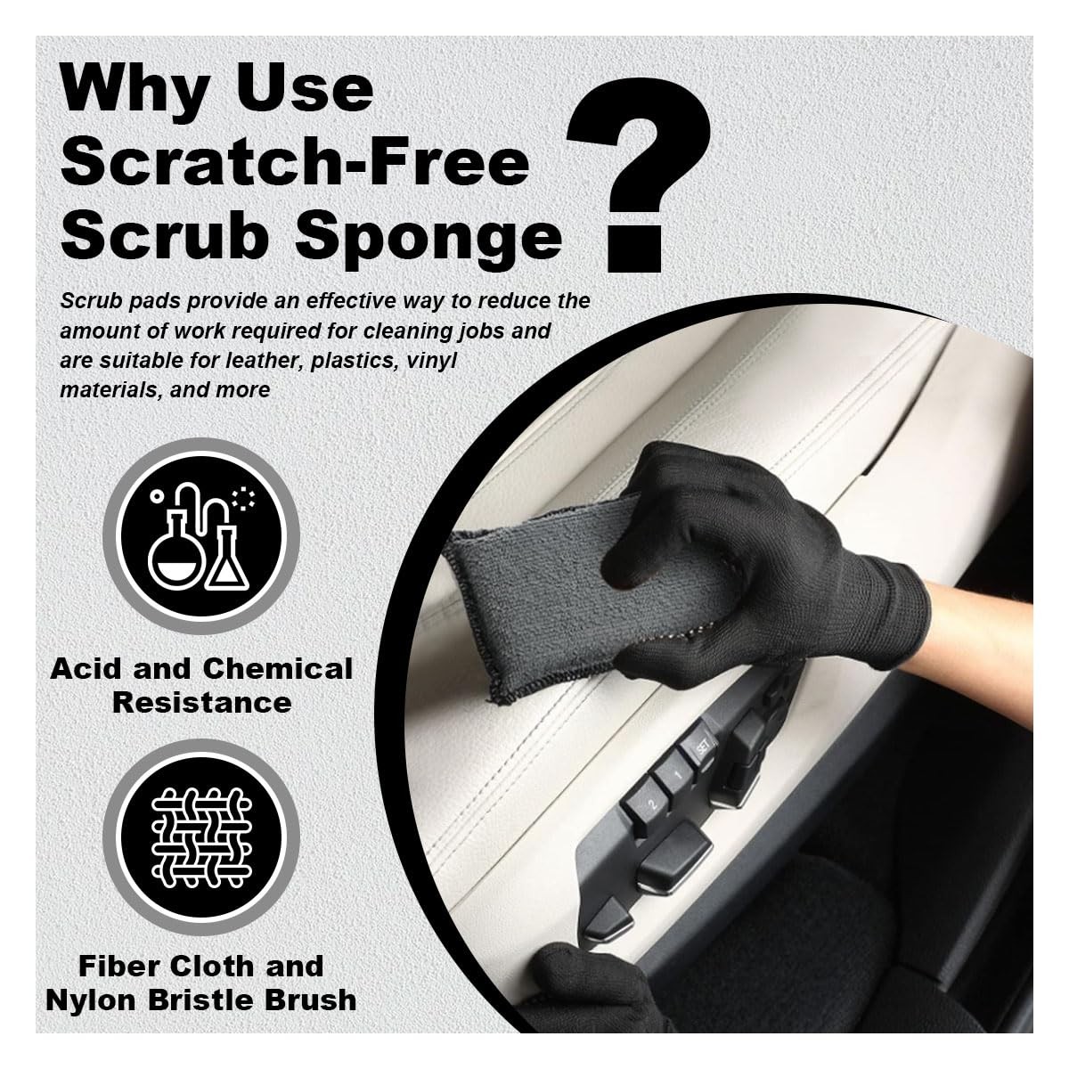 3PCS 5″×3″ Car Interior Scrubbing Sponges, Microfiber Car Wash Sponges, Auto …