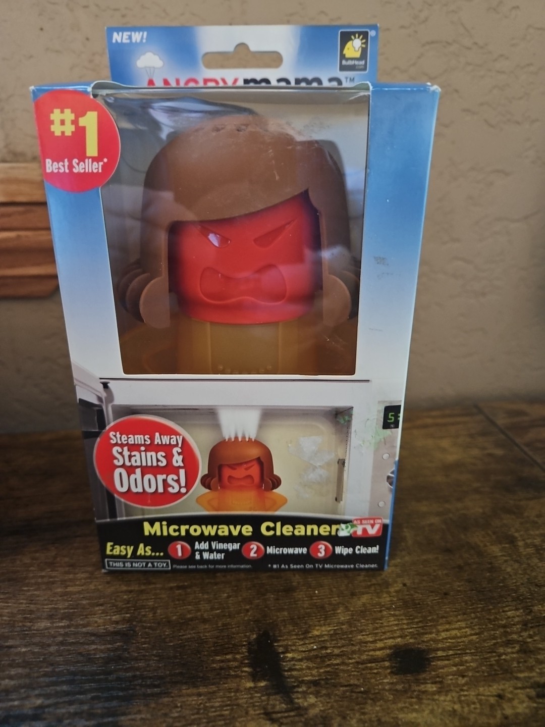 Angry Mama Microwave Cleaner Dishwasher Safe Steams Away Stains Odors Red/Yellow
