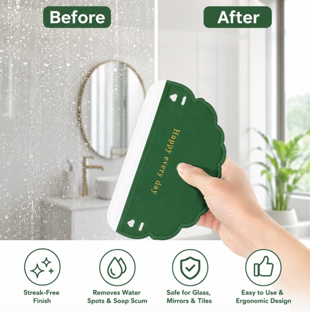 3-Piece Glass Window Mirror Car Squeegee – Wall Soap Cleaner Shower Wiper Brush