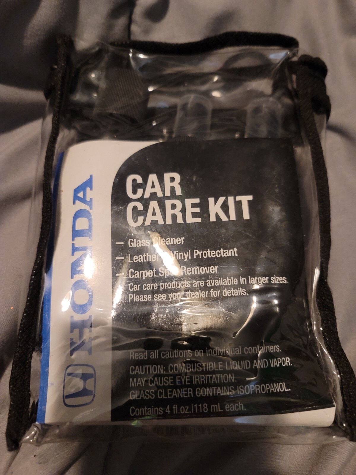 Honda Car Care Kit- 3 pcs- carpet, glass, leather/vinyl cleaners- in carry bag
