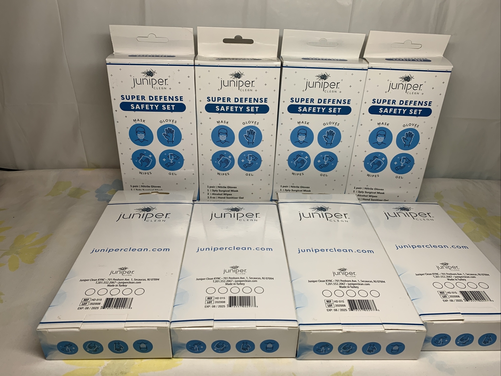 Juniper Safety Set Mask Gloves Wipes Wipes Gel Lot Of 8 Super Defense Clean