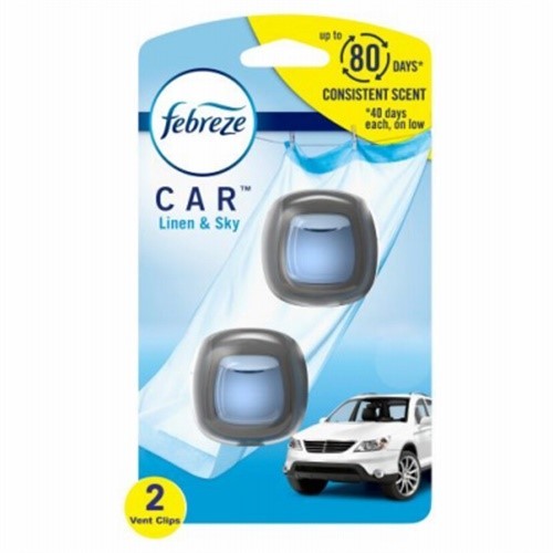 Febreze Linen and Sky Scent Car Air Freshener 0.06 oz Liquid 2 pk (Pack of 8)