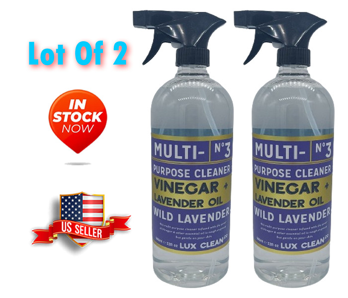 2 Lux Clean Vinegar & Wild Lavender Oil No 3 Multi-Purpose Spray Cleaner 32oz